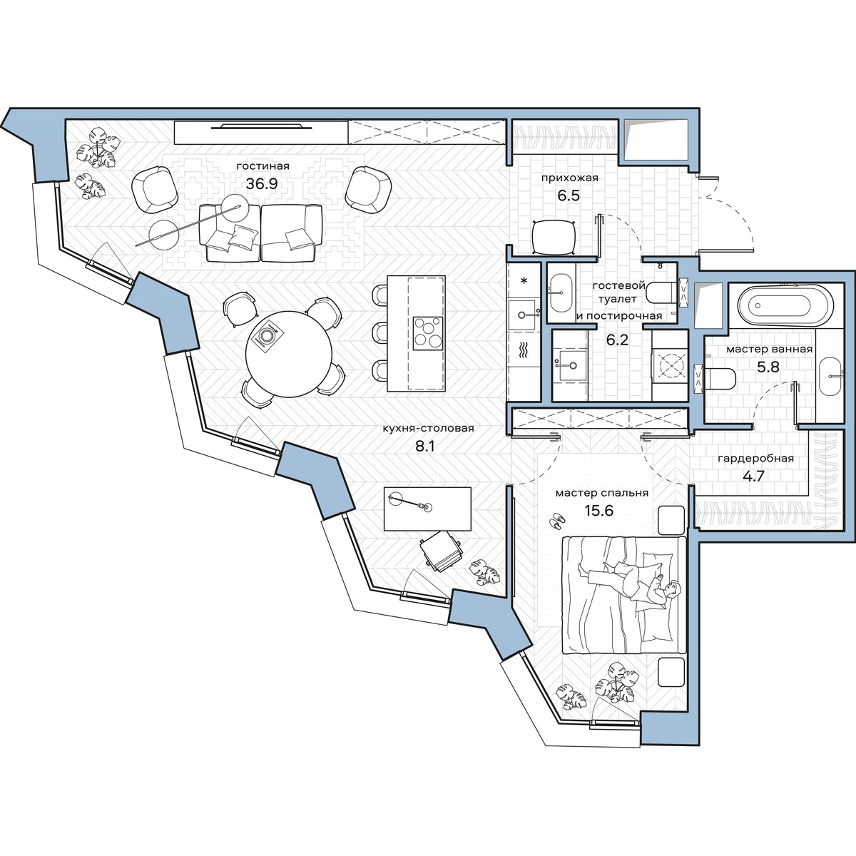 Планировка 83.6 м²