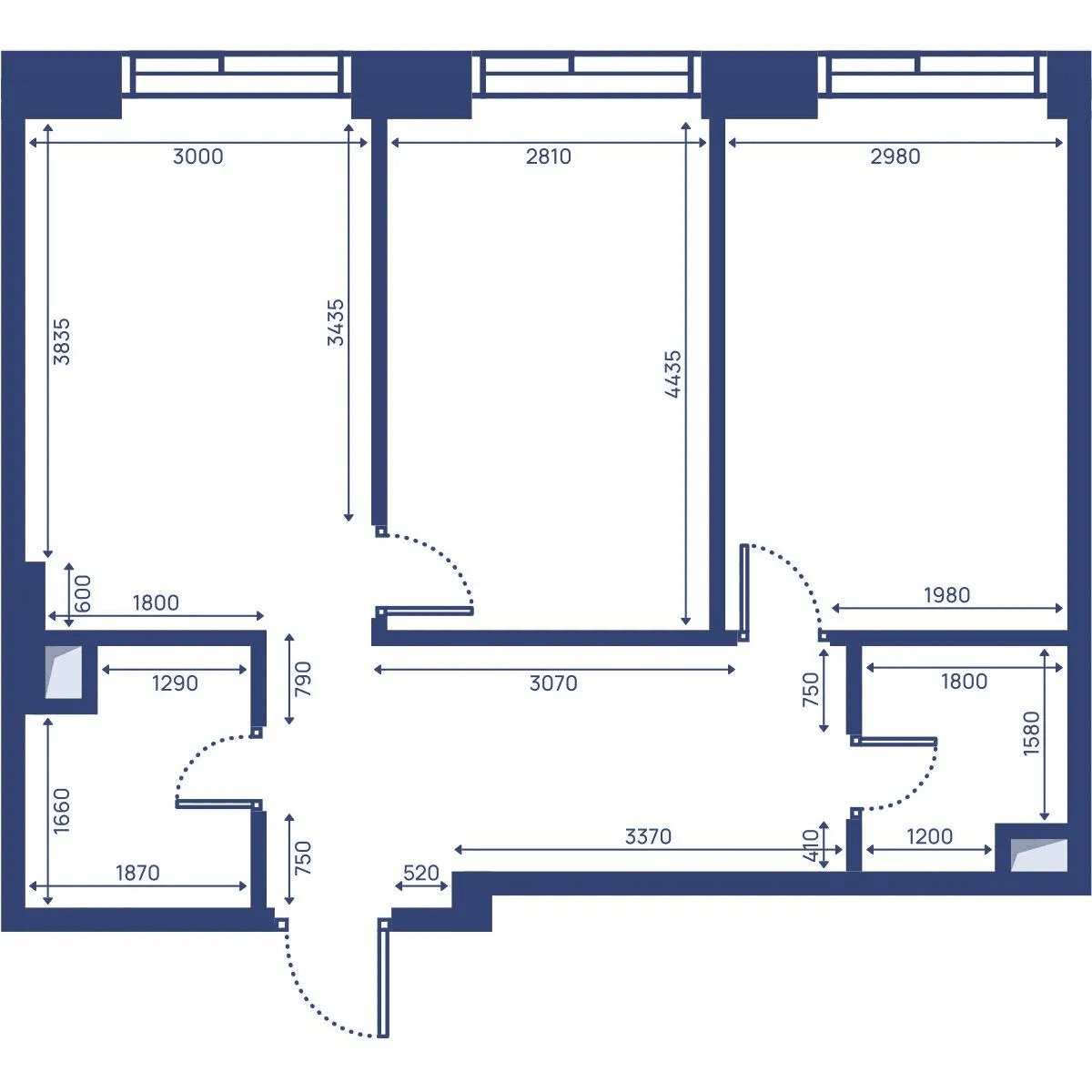Планировка 57.7 м²