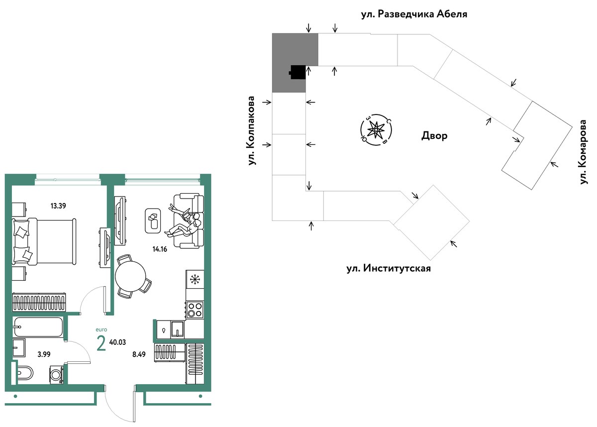 Планировка 40.03 м²