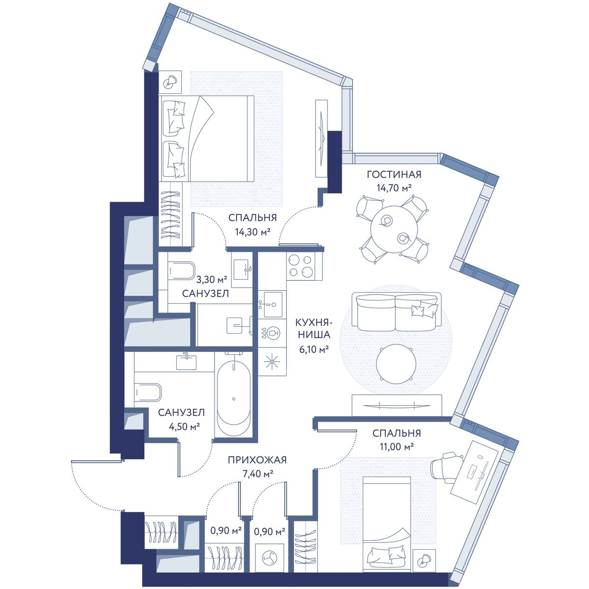 Планировка 62.2 м²