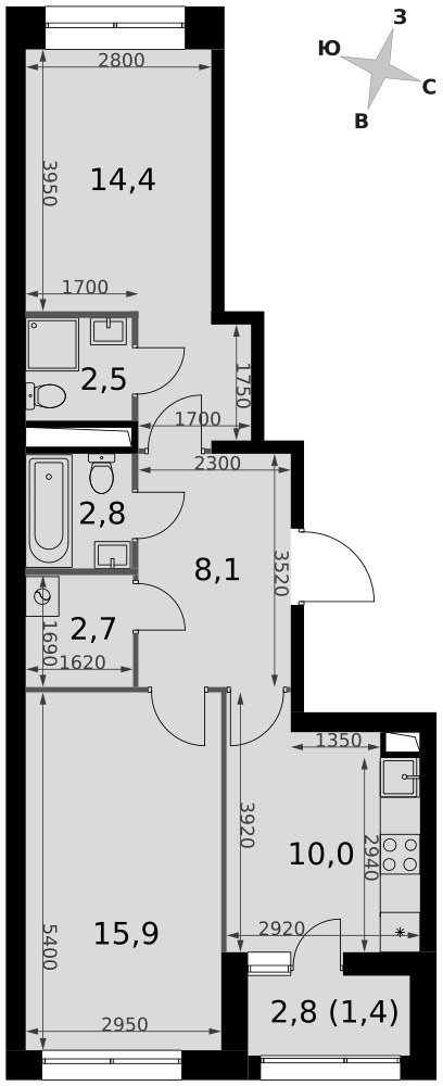 Планировка 57.8 м²