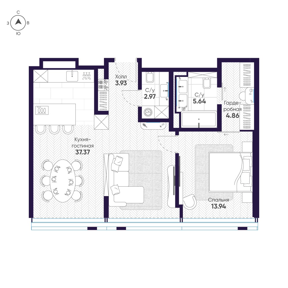 Планировка 71.3 м²