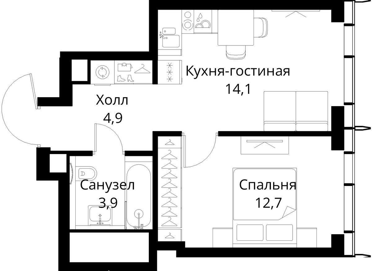 Планировка 35.6 м²