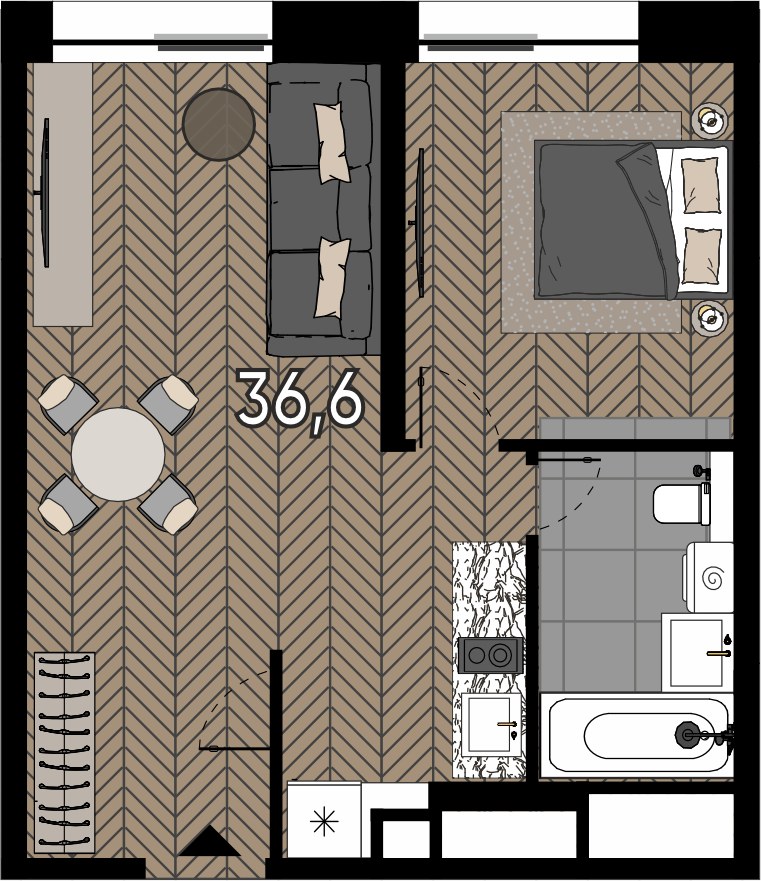 Планировка 36.5 м²