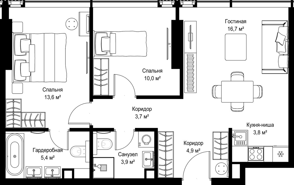 Планировка 62.0 м²