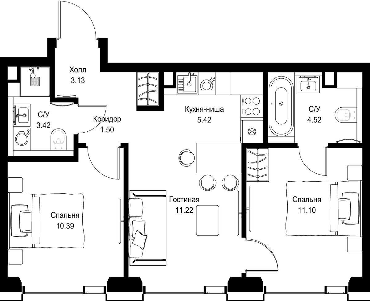 Планировка 50.7 м²