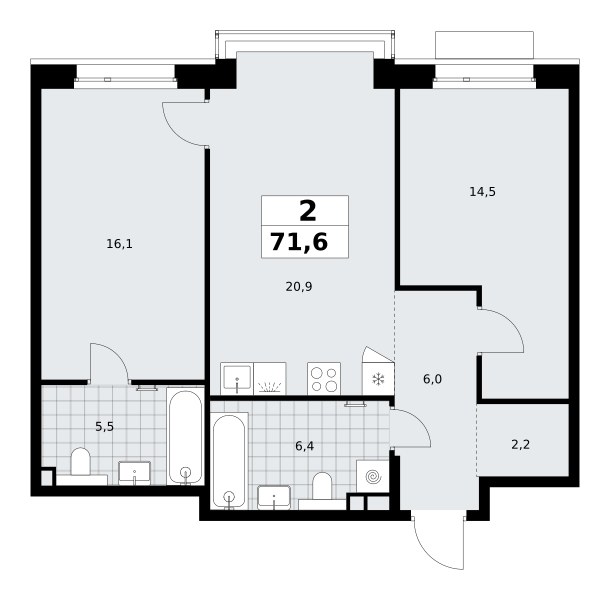 Планировка 71.6 м²
