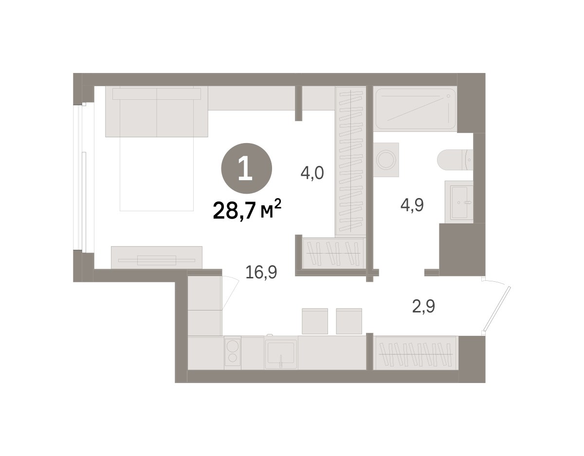 Планировка 28.7 м²