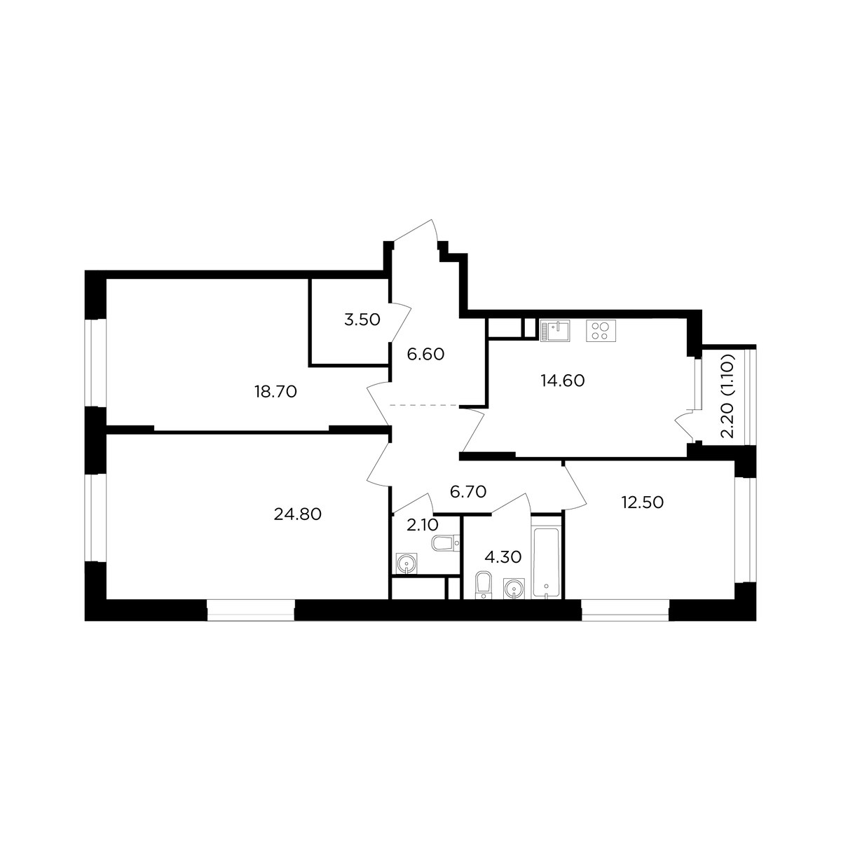 Планировка 94.9 м²