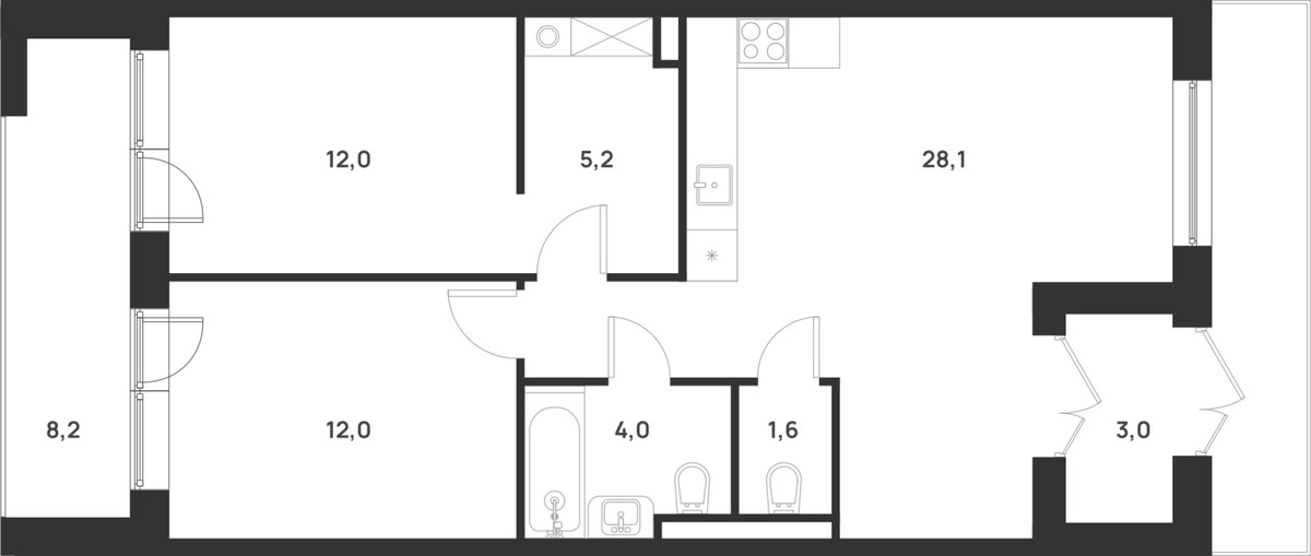 Планировка 68.4 м²