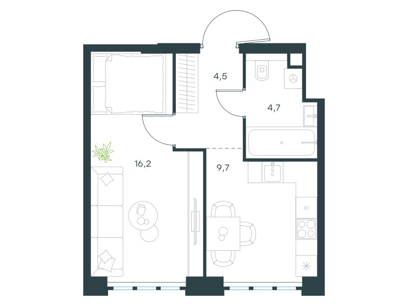 Планировка 35.0 м²