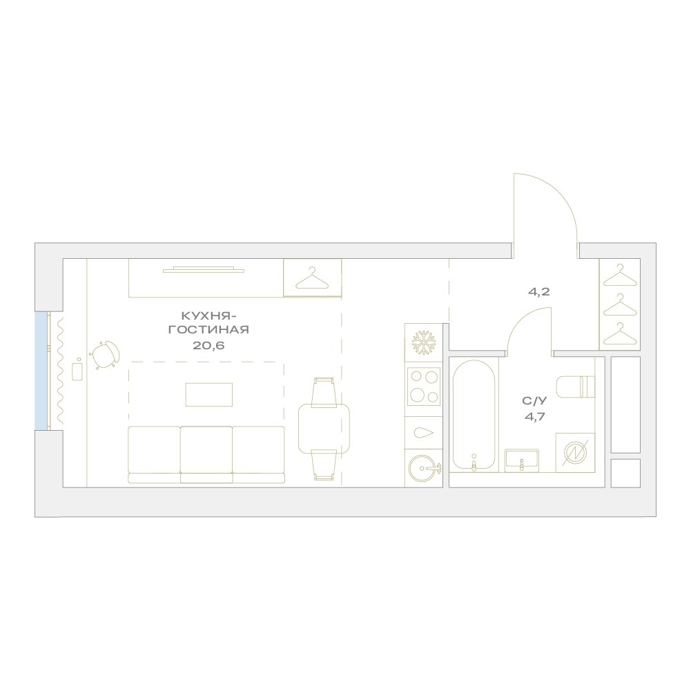 Планировка 29.5 м²