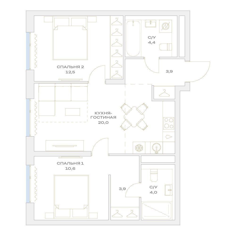Планировка 59.3 м²