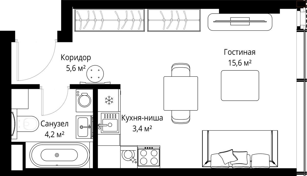 Планировка 28.8 м²