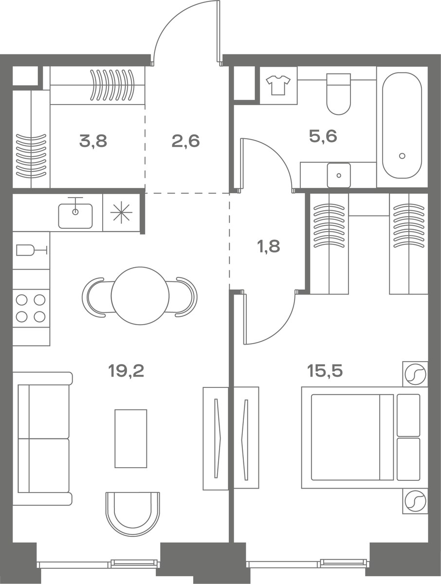 Планировка 48.5 м²
