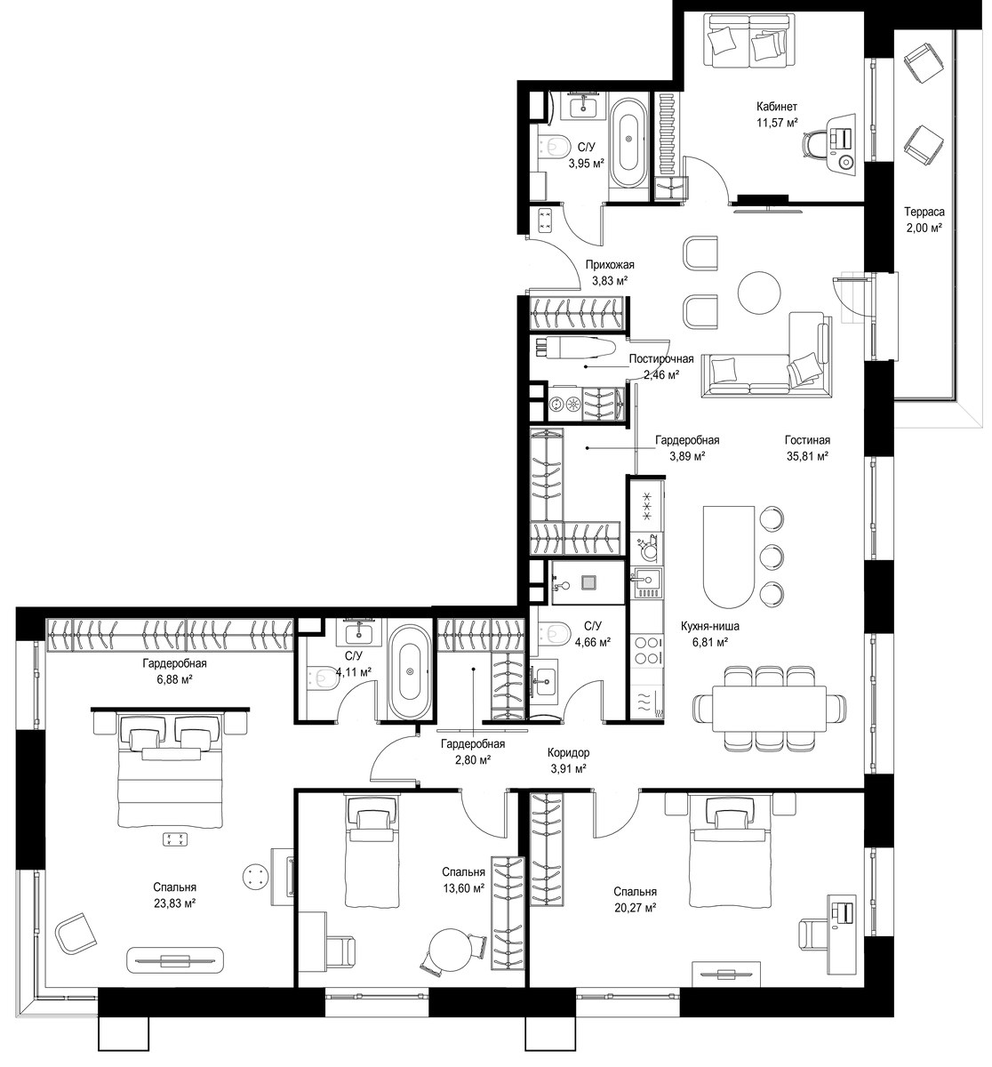 Планировка 150.38 м²