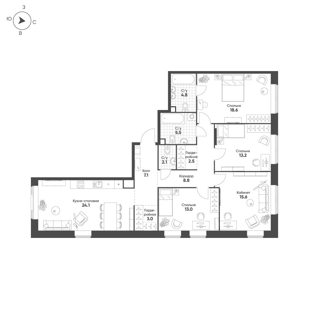 Планировка 118.3 м²
