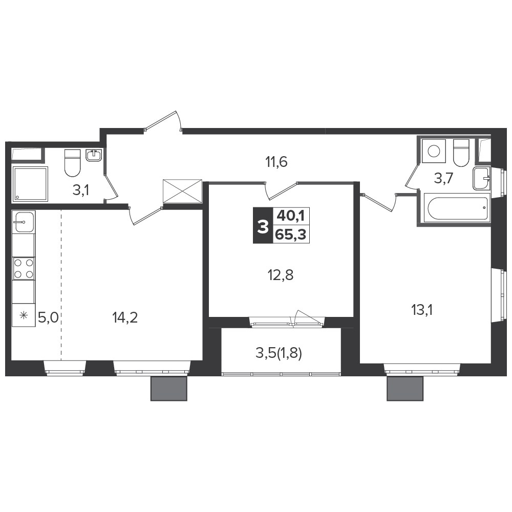 Планировка 64.6 м²
