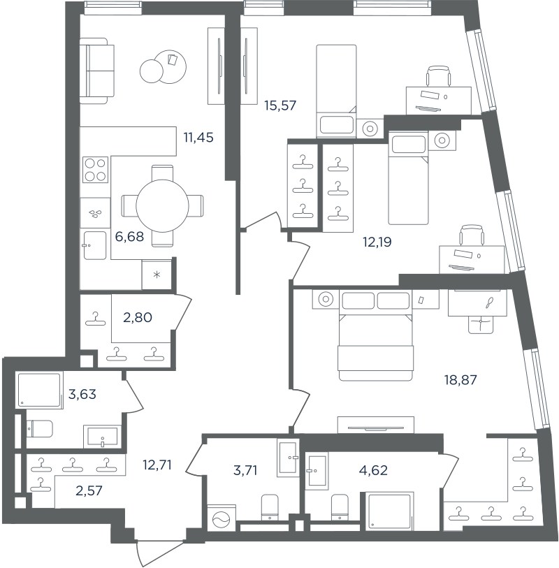 Планировка 94.8 м²