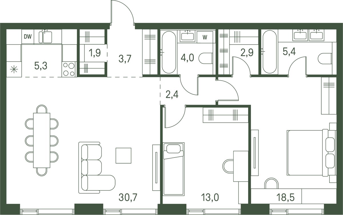 Планировка 87.8 м²
