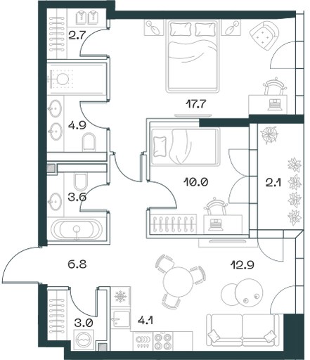 Планировка 67.2 м²