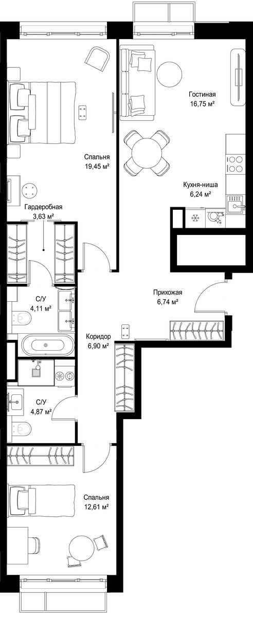 Планировка 81.3 м²