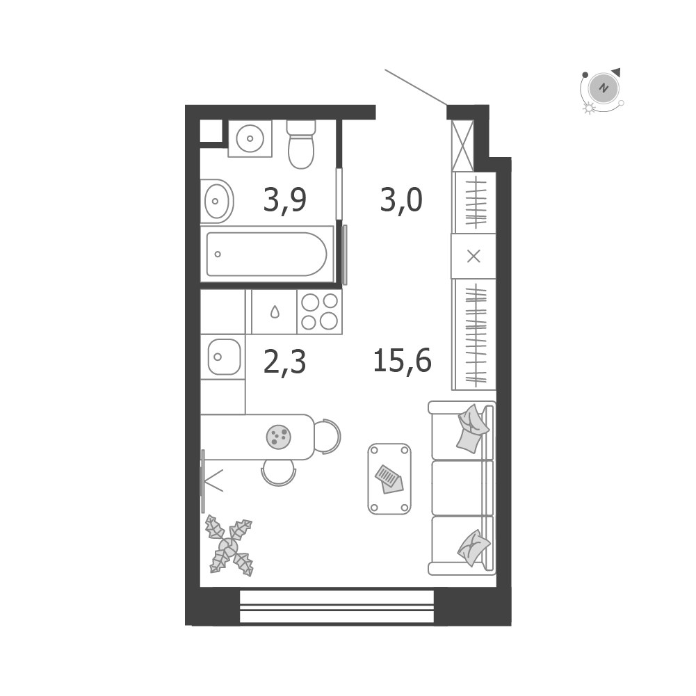 Планировка 24.8 м²