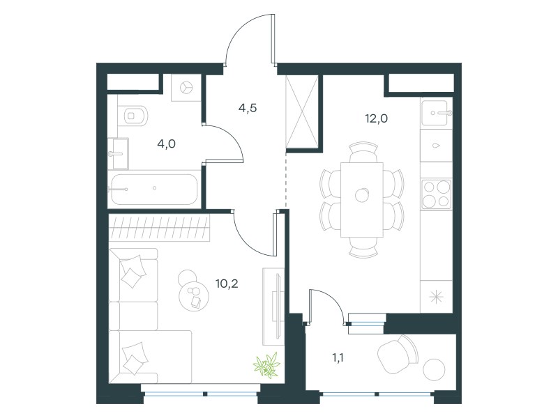 Планировка 31.8 м²