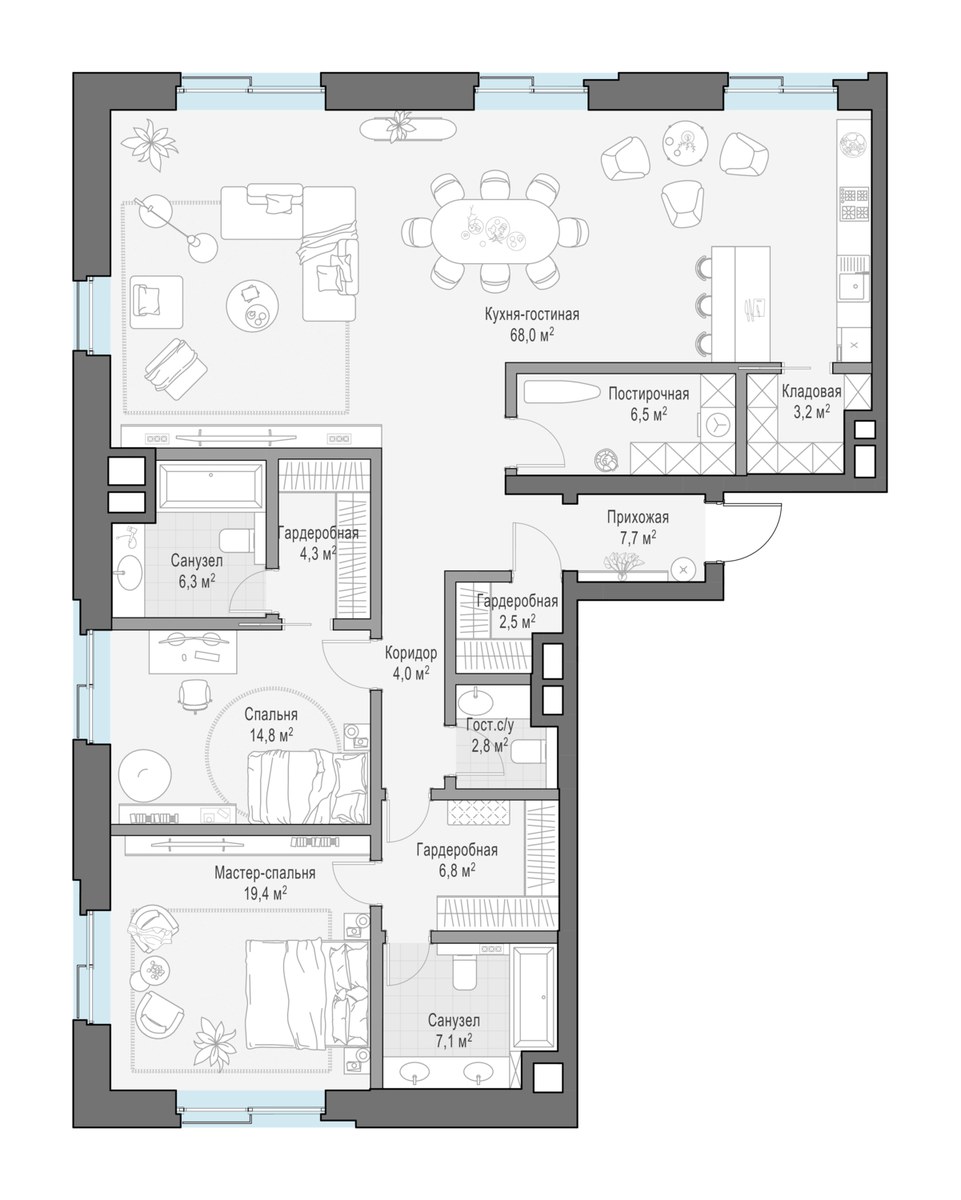Планировка 159.2 м²