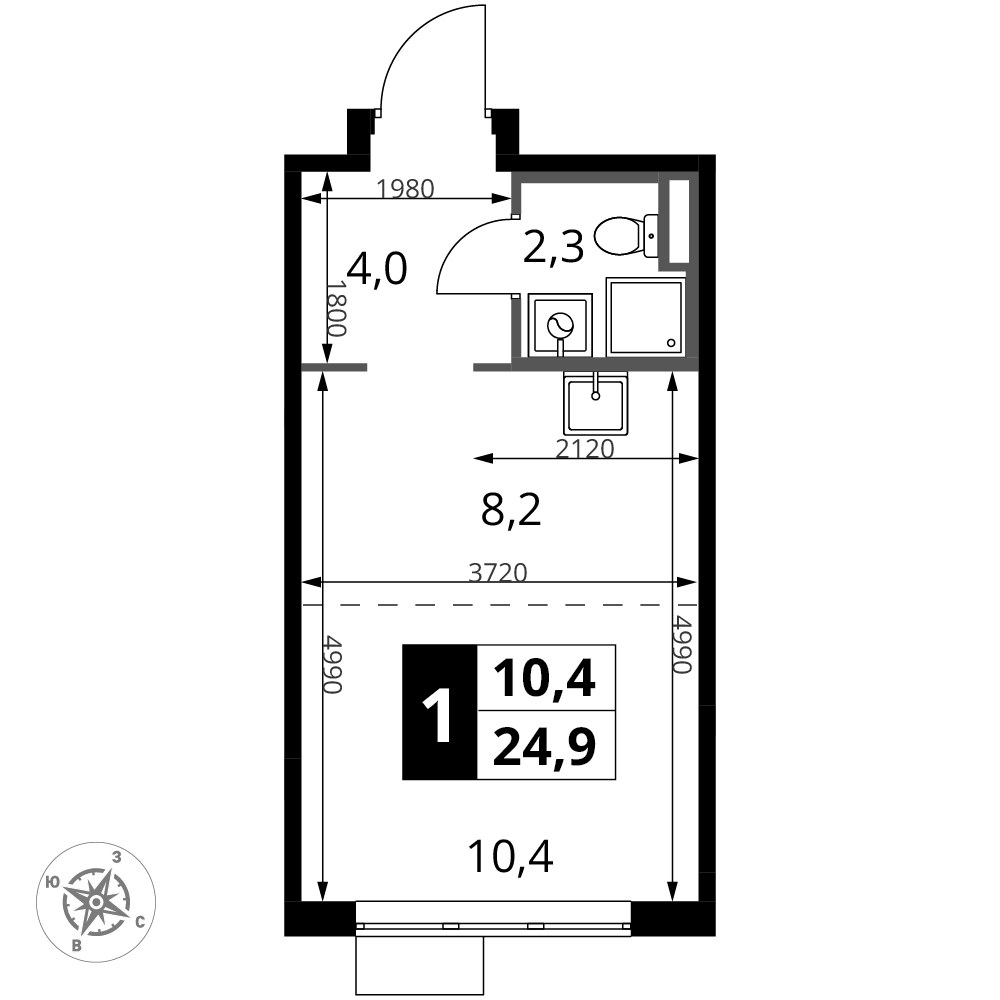 Планировка 24.9 м²