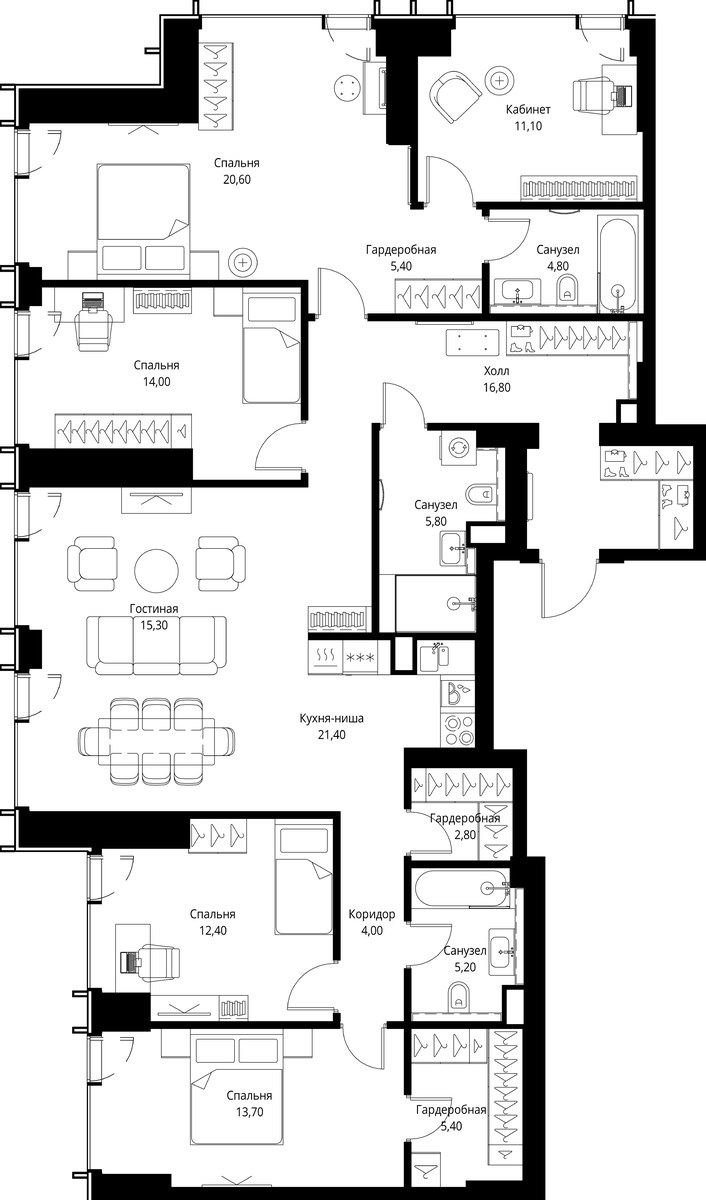 Планировка 158.7 м²