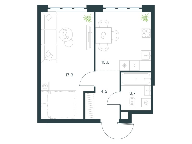 Планировка 36.2 м²