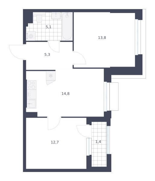 Планировка 53.1 м²