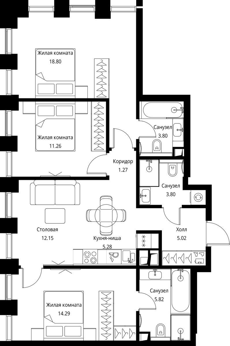 Планировка 81.49 м²