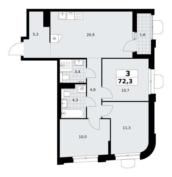 Планировка 72.3 м²