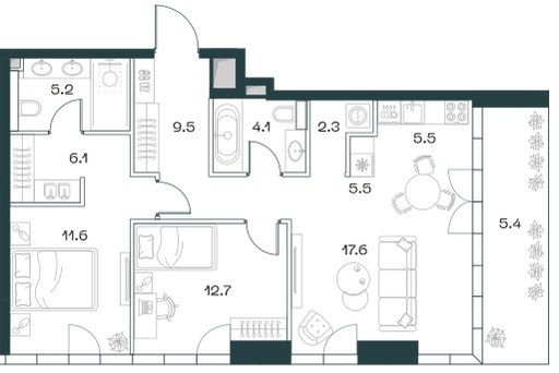 Планировка 82.8 м²