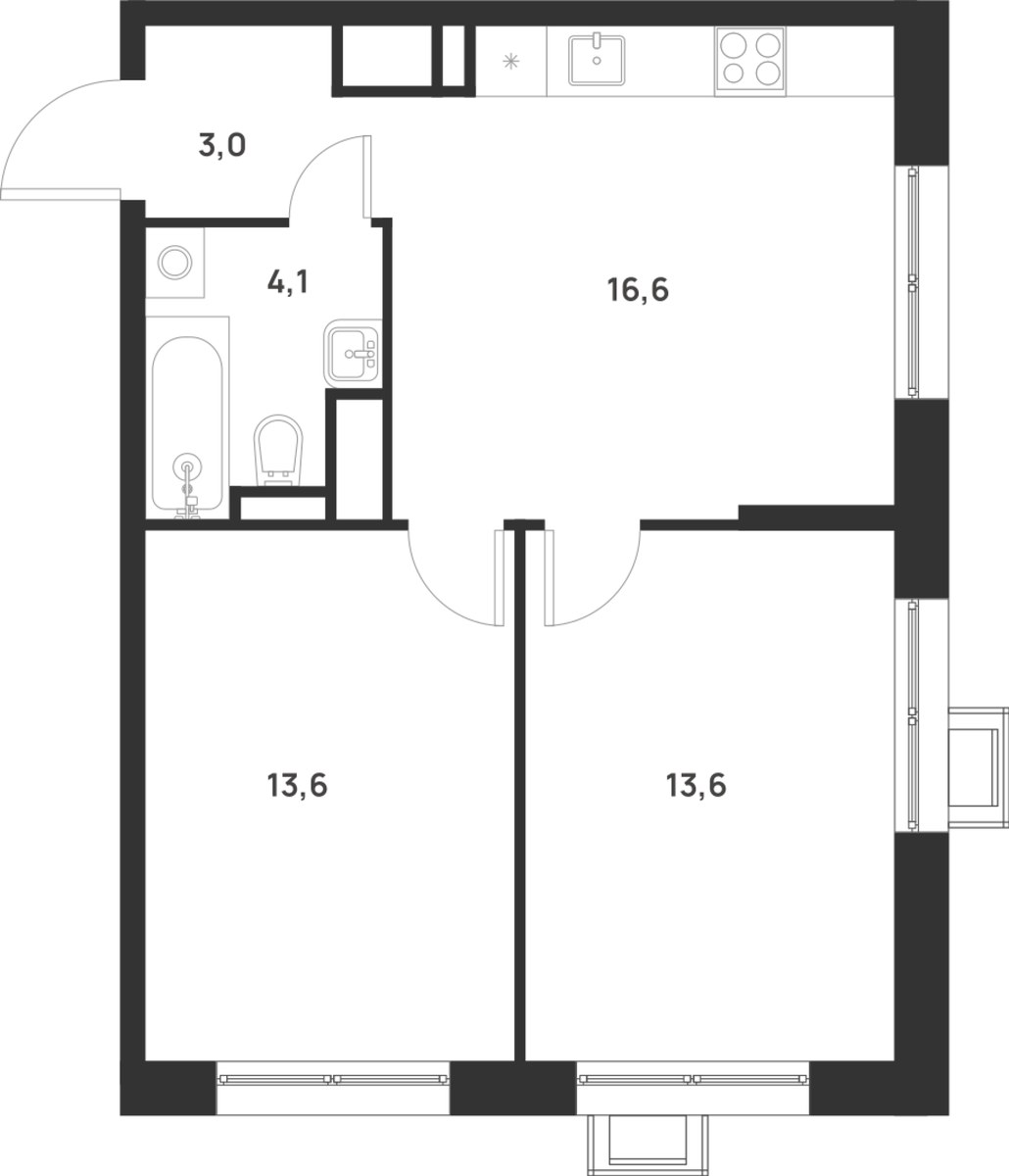 Планировка 50.9 м²