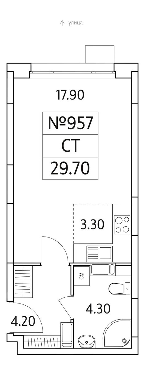 Планировка 29.7 м²