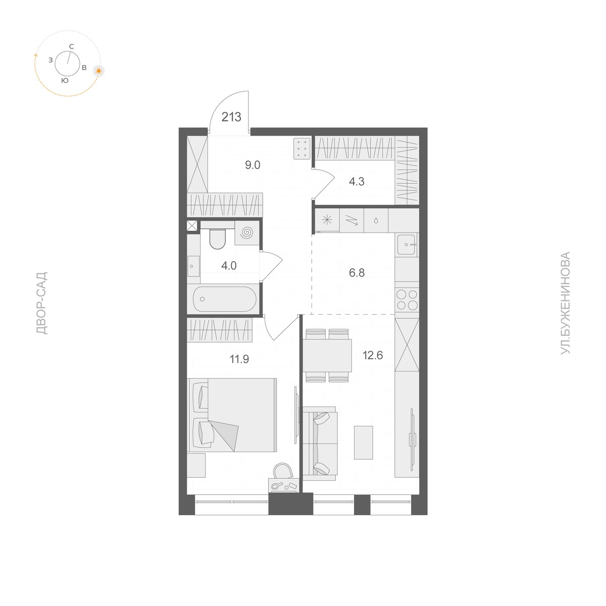 Планировка 48.6 м²