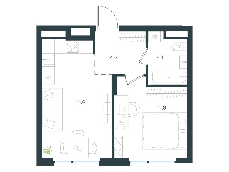 Планировка 37.0 м²