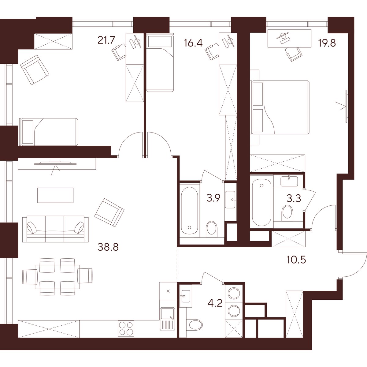 Планировка 118.6 м²
