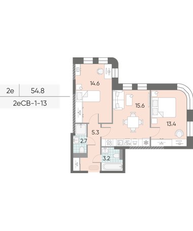 Планировка 54.8 м²