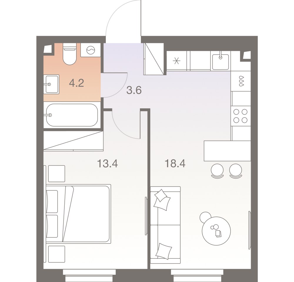 Планировка 39.6 м²