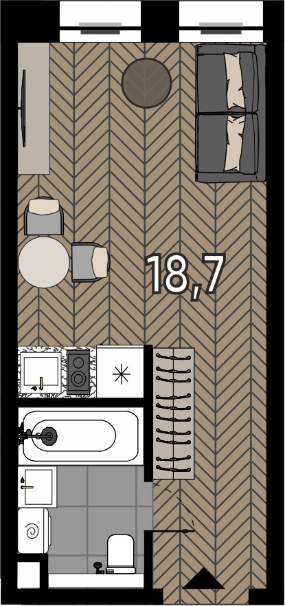 Планировка 18.7 м²