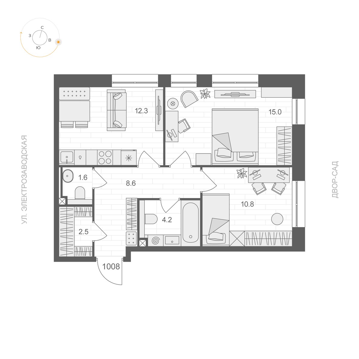 Планировка 55.0 м²