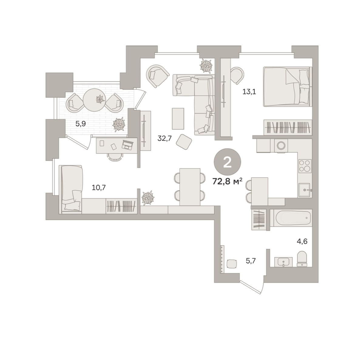 Планировка 72.76 м²