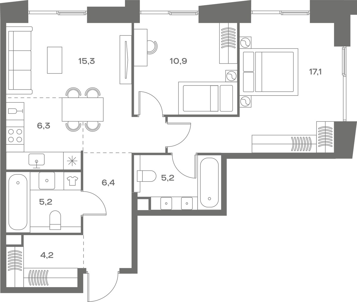 Планировка 70.6 м²