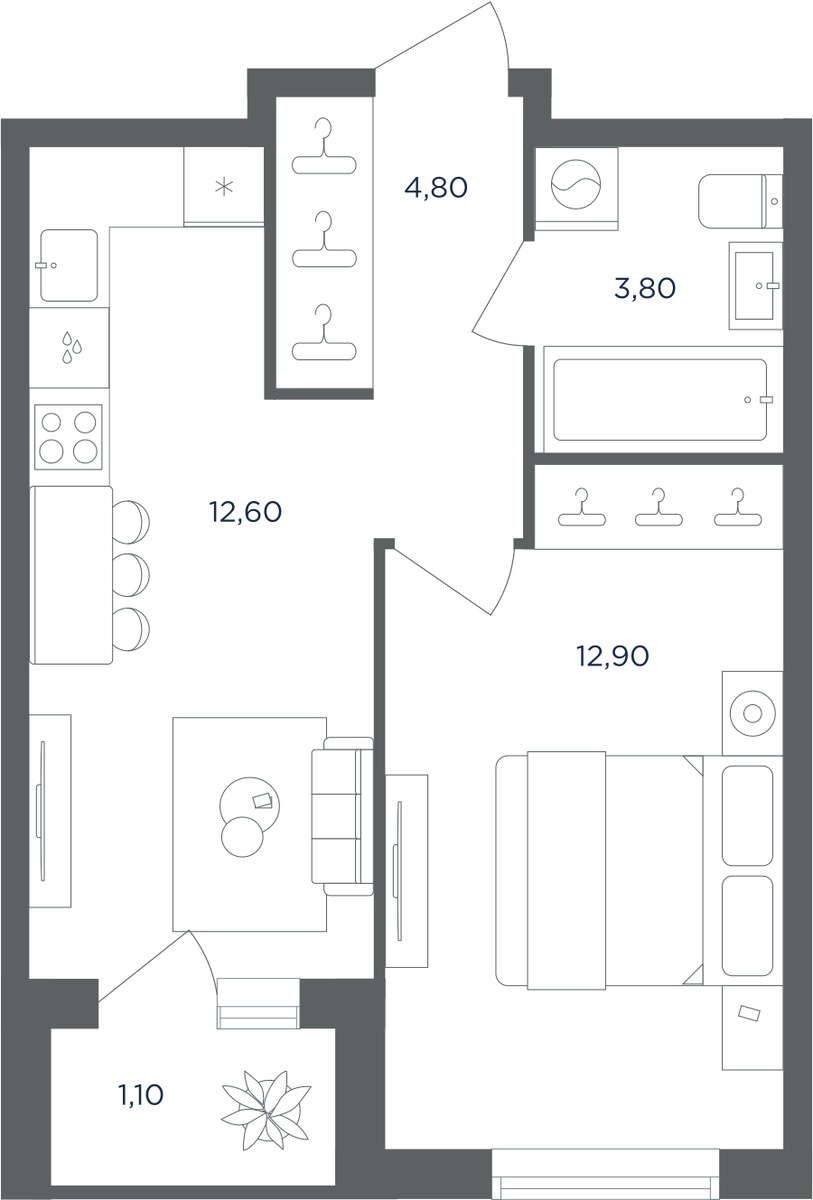 Планировка 34.9 м²