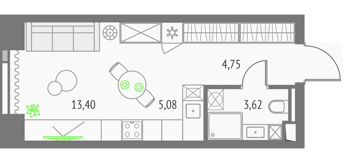 Планировка 26.85 м²