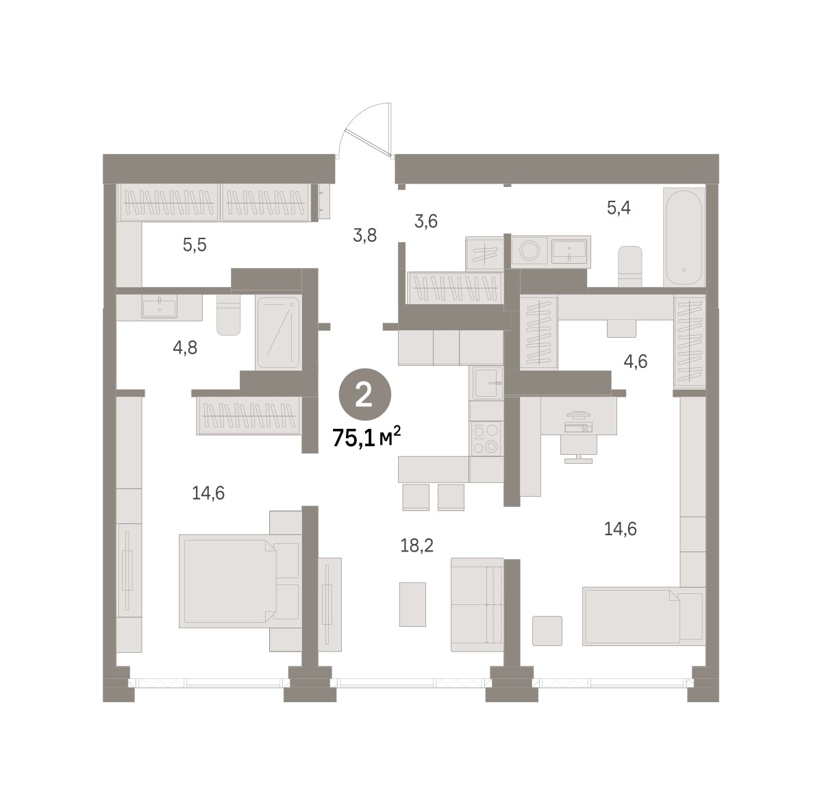 Планировка 75.1 м²